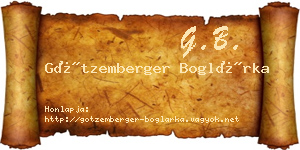 Götzemberger Boglárka névjegykártya
